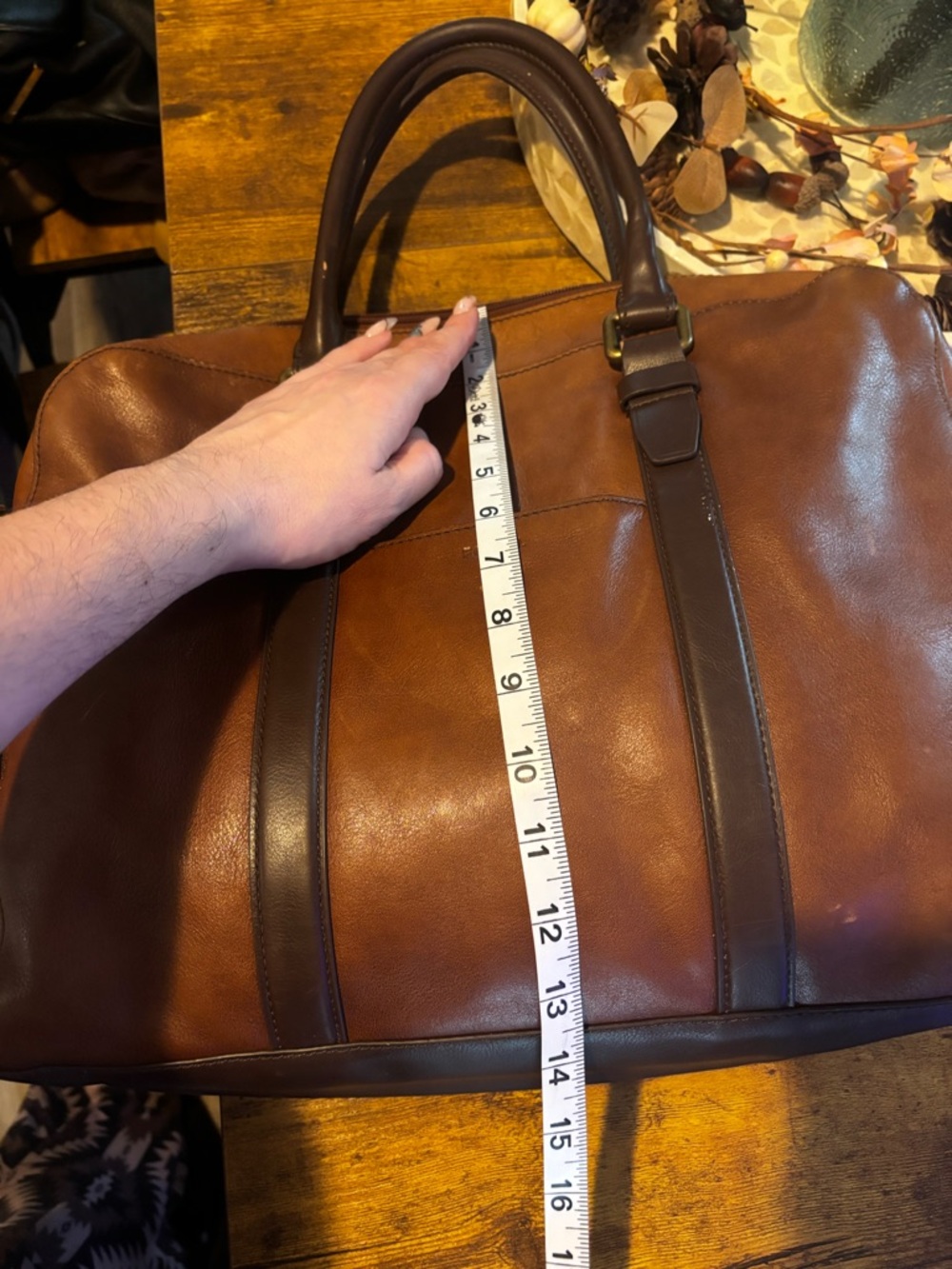Fossil Brown Leather Satchel Carryall Weekender Bag - Picture 7 of 9